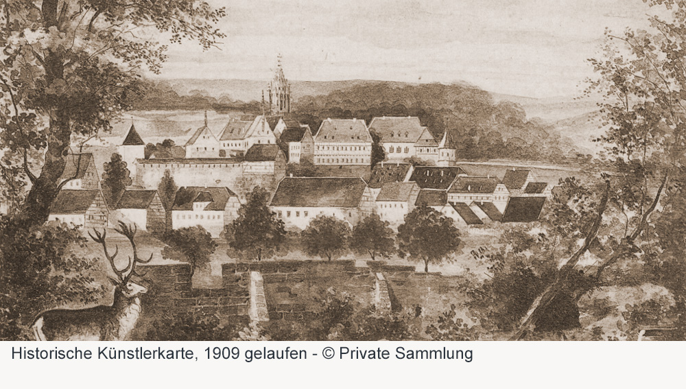 Schloss Bebenhausen (Kloster Bebenhausen) - Historische Künstlerkarte, 1909 gelaufen Schloss Bebenhausen (Kloster Bebenhausen) im Landkreis Tübingen