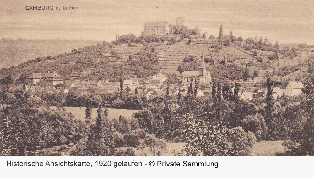 Burg Gamburg (Gamburg) - Historische Ansichtskarte, 1920 Burg Gamburg (Gamburg) im Main-Tauber-Kreis