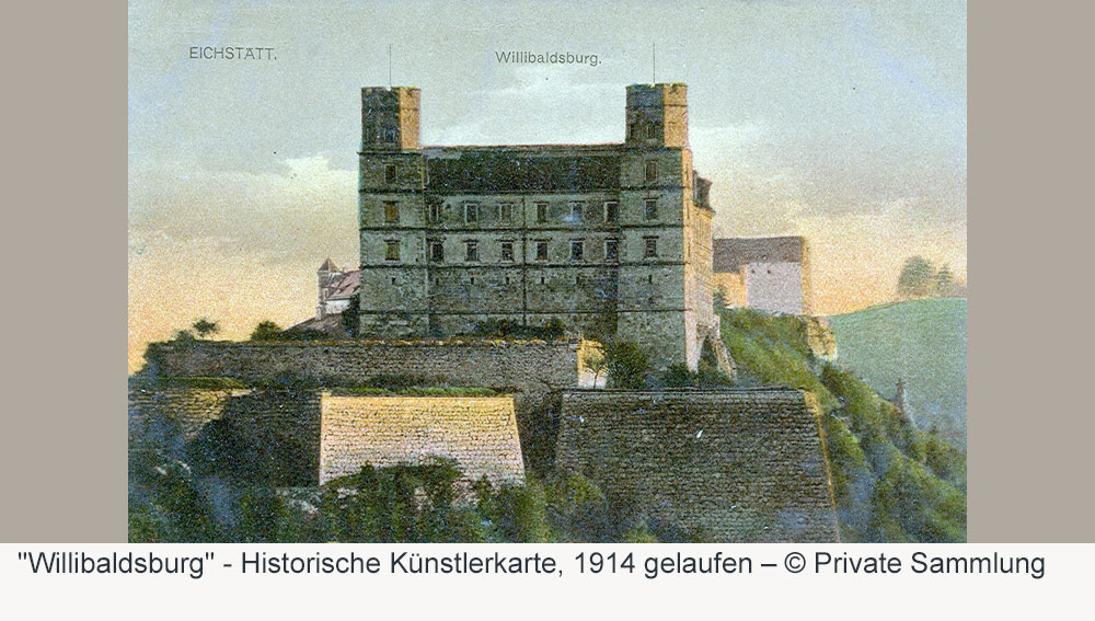 Willibaldsburg - Historische Künstlerkarte, 1914 gelaufen Willibaldsburg im Landkreis Eichstätt