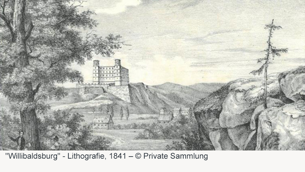 Willibaldsburg - Lithografie, 1841 Willibaldsburg im Landkreis Eichstätt