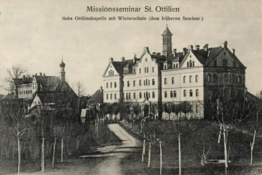 Erzabtei Sankt Ottilien (Kloster der Missionsbenediktiner) - Historische Echtfotokarte, 1912 gelaufen Erzabtei Sankt Ottilien (Kloster der Missionsbenediktiner) im Landkreis Landsberg am Lech