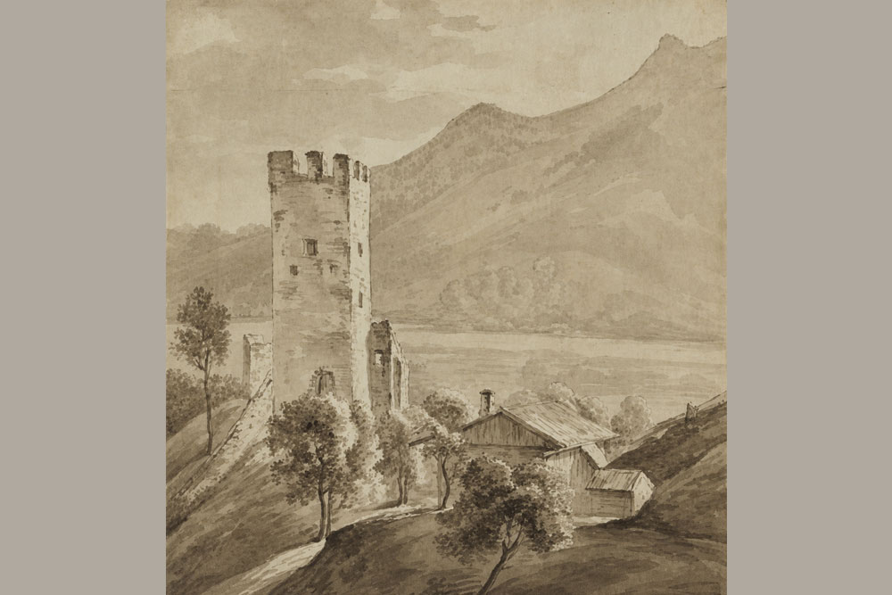 Burg Unter-Falkenstein (Flintsbach am Inn) (Neu-Falkenstein) – Zeichnung Ansicht 1, 1803 Burg Unter-Falkenstein (Flintsbach am Inn) (Neu-Falkenstein) im Landkreis Rosenheim