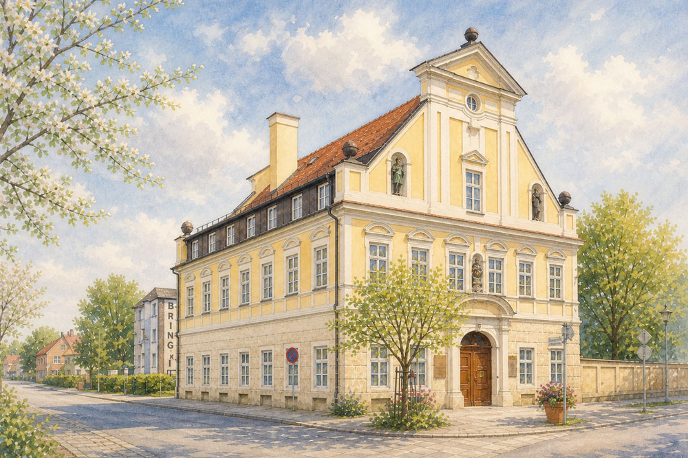 Palais Rivera (Erding) - Pastellzeichnung Palais Rivera (Erding) im Landkreis Erding