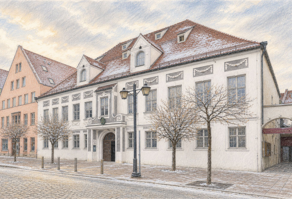 Palais Widnmann (Erding) - Pastellzeichnung Palais Widnmann (Erding) im Landkreis Erding