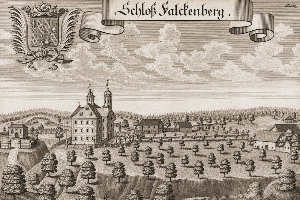 Schloss Falkenberg (Moosach) - Kupferstich von Michael Wening aus der „Historico topographica descriptio Bavariae“, 1701 Schloss Falkenberg (Moosach) im Landkreis Ebersberg