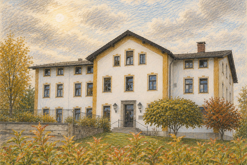 Schloss Geldern (Zangberg) - Pastellzeichnung Schloss Geldern (Zangberg) im Landkreis Mühldorf am Inn