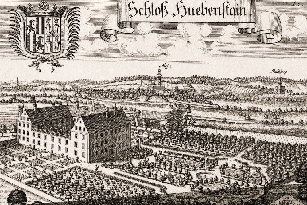 Schloss Hubenstein – Kupferstich von Michael Wening“, 1701 Schloss Hubenstein im Landkreis Erding
