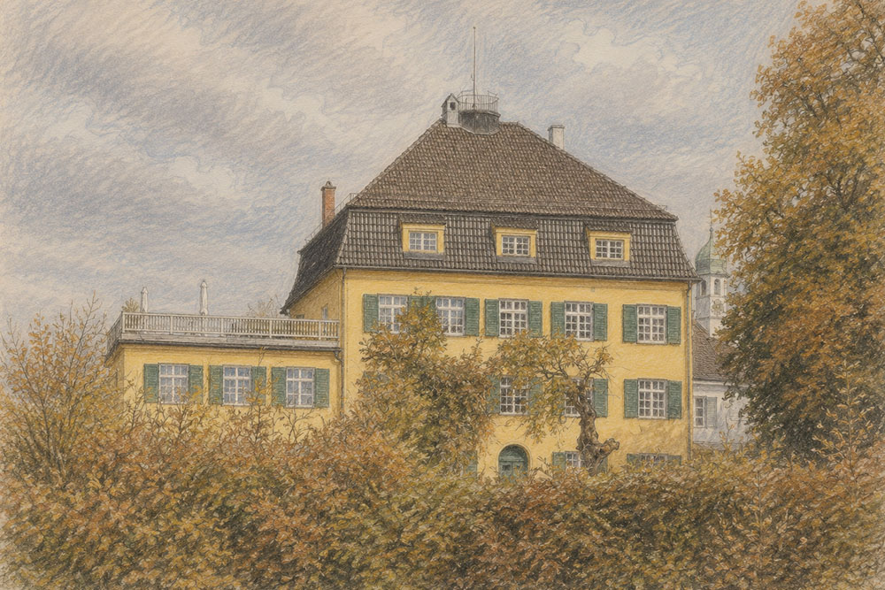 Schloss Rezensried (Ammersee) - Pastellzeichnung Schloss Rezensried (Ammersee) im Landkreis Starnberg