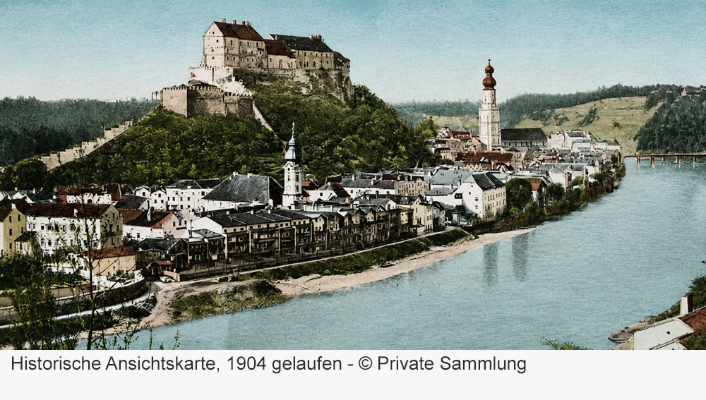 Burg zu Burghausen - Historische Ansichtskarte, 1904 gelaufen Burg zu Burghausen im Landkreis Altötting