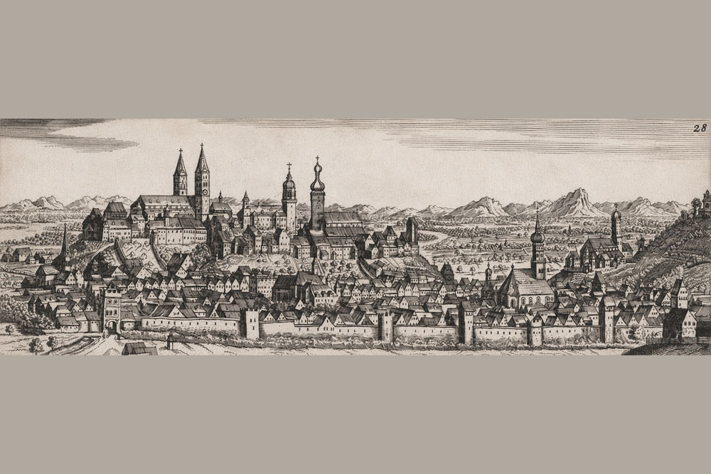 Stadtbefestigung Freising – Kupferstich von Bodenehr, 1720 Stadtbefestigung Freising im Landkreis Freising
