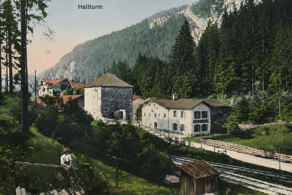 Turm Hallthurm (Hallturm) - Historische Ansichtskarte Turm Hallthurm (Hallturm) im Landkreis Berchtesgadener Land