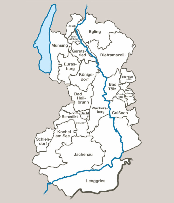 Landkarte Landkreis Bad Tölz-Wolfratshausen Landkarte Landkreis Bad Tölz-Wolfratshausen