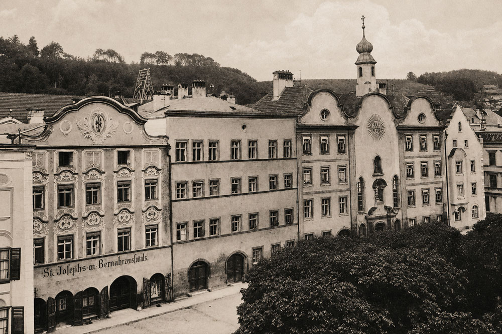 Kloster Heilig Schutzengel (Burghausen) – Historische Echtfotokarte Kloster Heilig Schutzengel (Burghausen) im Landkreis Altötting