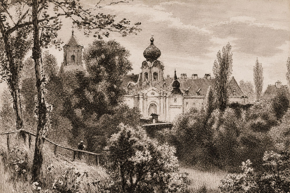 Kloster Raitenhaslach (ehemalige Abtei der Zisterzienser) – Xylographie aus „Die Gartenlaube“, 1895 Kloster Raitenhaslach (ehemalige Abtei der Zisterzienser) im Landkreis Altötting
