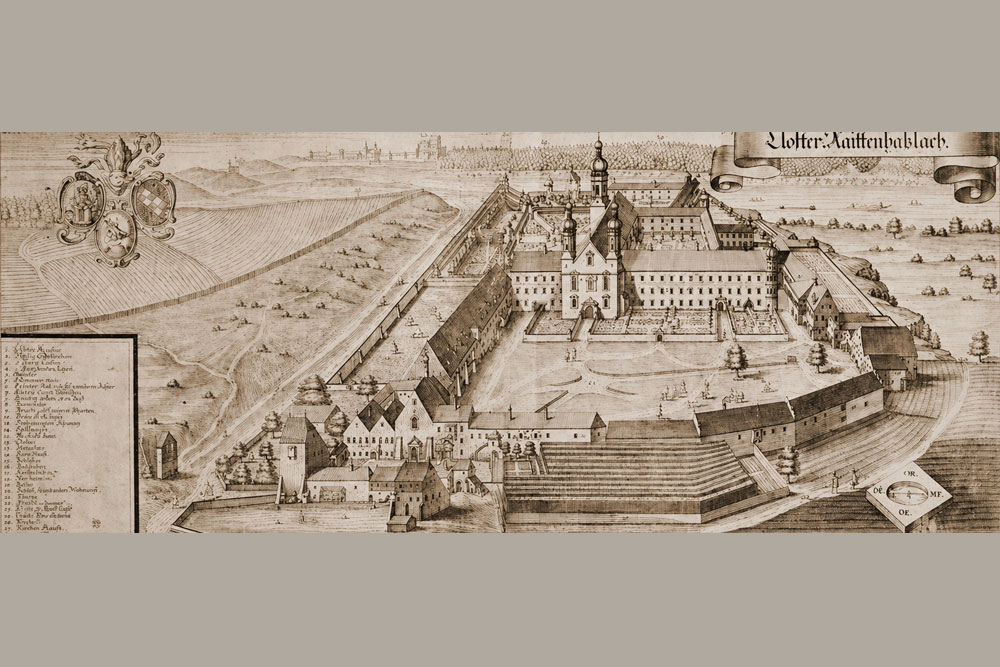 Kloster Raitenhaslach (ehemalige Abtei der Zisterzienser) – Kupferstich von Michael Wening, um 1750 Kloster Raitenhaslach (ehemalige Abtei der Zisterzienser) im Landkreis Altötting