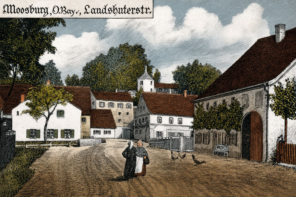 Stadtbefestigung Moosburg (an der Isar) – Historische Ansichtskarte, 1900 gelaufen Stadtbefestigung Moosburg (an der Isar) im Landkreis Freising