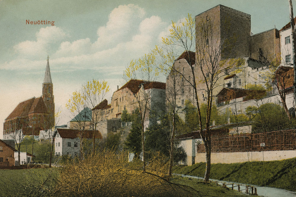 Stadtbefestigung Neuötting - Historische Ansichtskarte, 1934 gelaufen Stadtbefestigung Neuötting im Landkreis Altötting