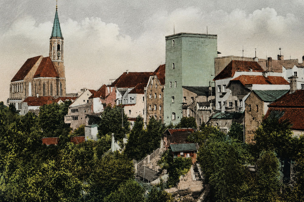 Stadtbefestigung Neuötting – Historisches Künstlerkarte Stadtbefestigung Neuötting im Landkreis Altötting