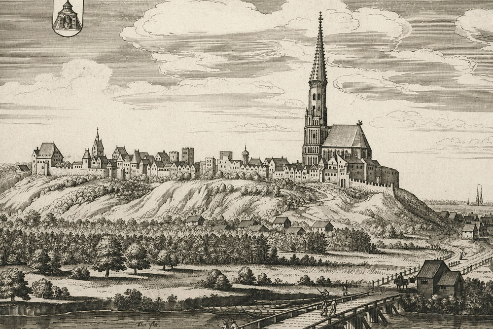 Stadtbefestigung Neuötting – Kupferstich von Matthäus Merian, um 1644 Stadtbefestigung Neuötting im Landkreis Altötting