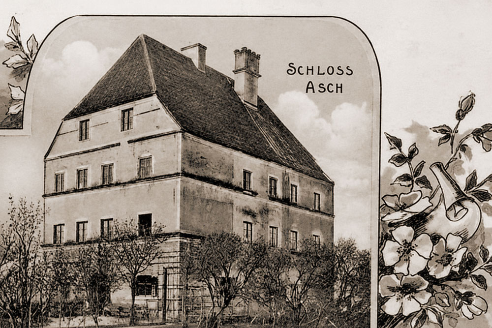 Schloss Asch (Adelssitz Asch) - Historische Grußkarte, 1908 gelaufen Schloss Asch (Adelssitz Asch) im Landkreis Freising