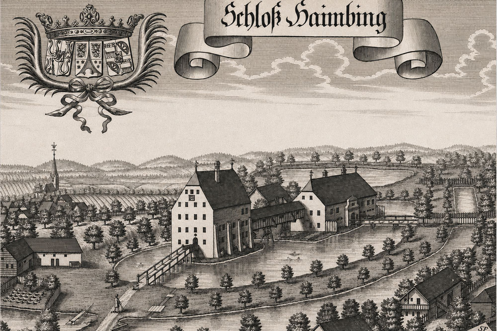 Schloss Haiming – Kupferstich von Michael Wening, 1721 Schloss Haiming im Landkreis Altötting