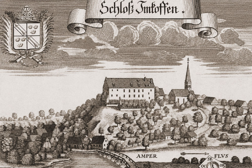 Schloss Inkofen (Haag an der Amper) - Kupferstich von Michael Wening aus "Historico Topographica Descriptio", 1723 Schloss Inkofen (Haag an der Amper) im Landkreis Freising