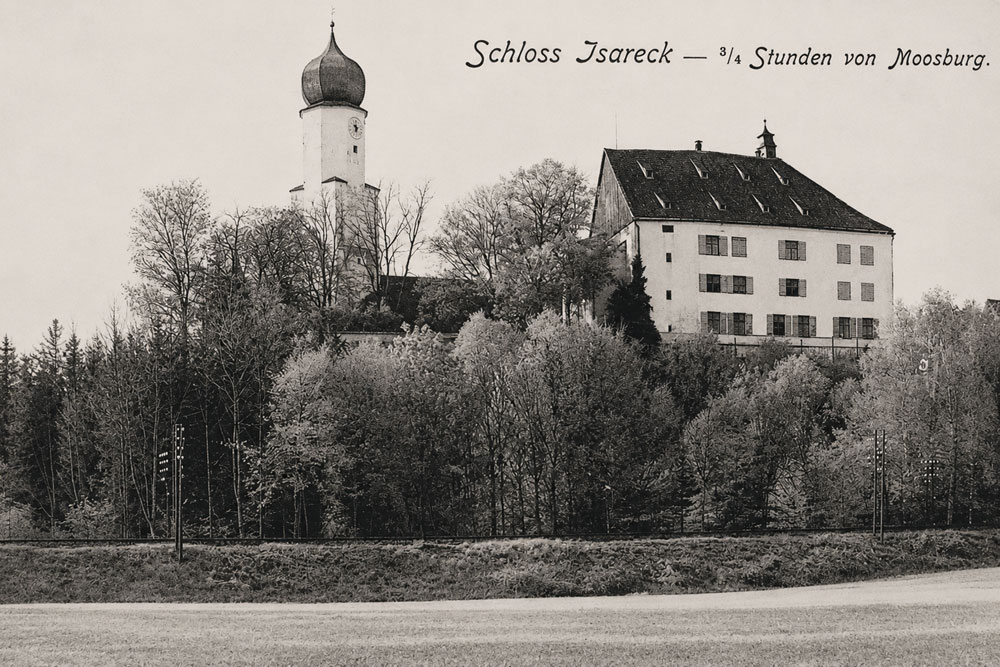 Schloss Isareck - Historische Echtfotokarte, 1910 gelaufen Schloss Isareck im Landkreis Freising