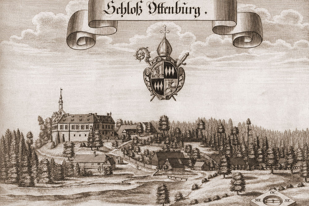 Schloss Ottenburg – Kupferstich von Michael Wening in der „Topographia Bavariae“, um 1700 Schloss Ottenburg im Landkreis Freising