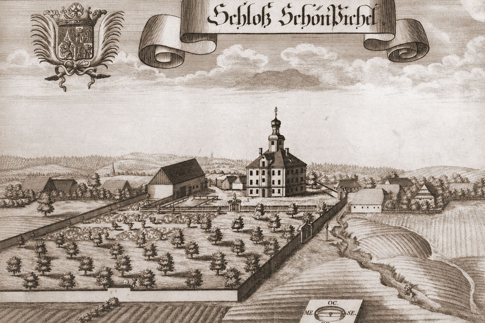 Schloss Schönbichl (Kranzberg) – Kupferstich von Michael Wening in der „Topographia Bavariae“, 1701 Schloss Schönbichl (Kranzberg) im Landkreis Freising