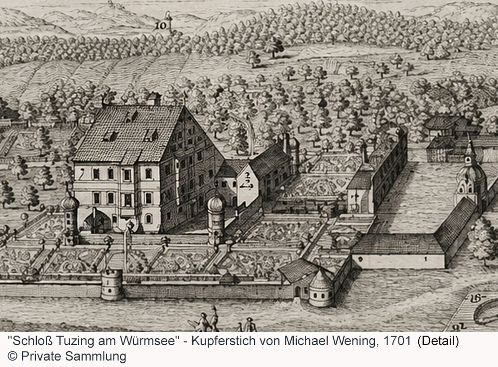 Schloss Tutzing - Kupferstich von Michael Wening, 1701 (Detail) Schloss Tutzing im Landkreis Starnberg