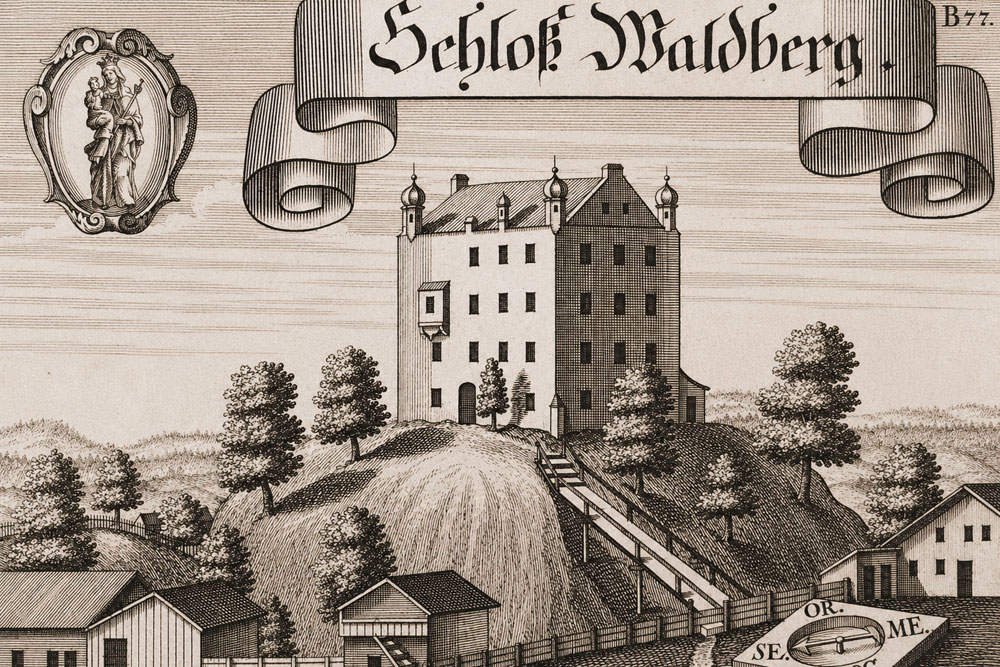 Schloss Waldberg – Kupferstich von Michael Wening, 1721 Schloss Waldberg im Landkreis Altötting