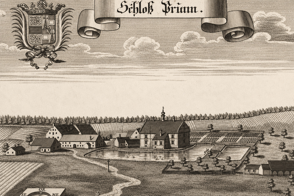 Schloss Schönbrunn (Denkendorf) (Prunn) - „Schloß Prunn“ – Kupferstich von Michael Wening, 1701 Schloss Schönbrunn (Denkendorf) (Prunn) im Landkreis Eichstätt