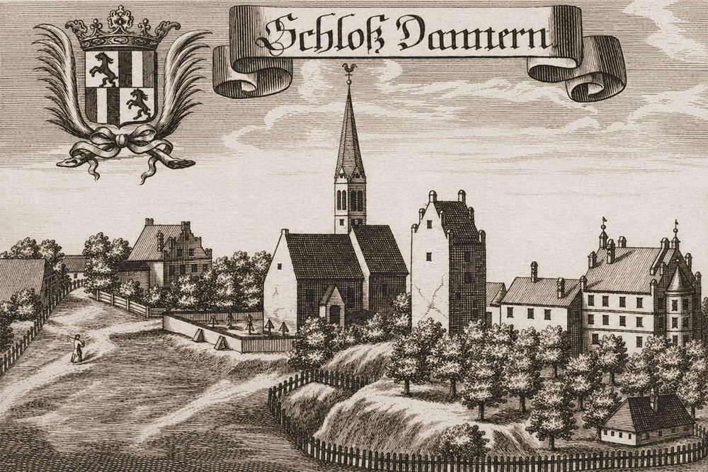 Schloss Tandern – Kupferstich von Michael Wening aus der „Historico topographica descriptio Bavariae“, 1701 Schloss Tandern im Landkreis Dachau