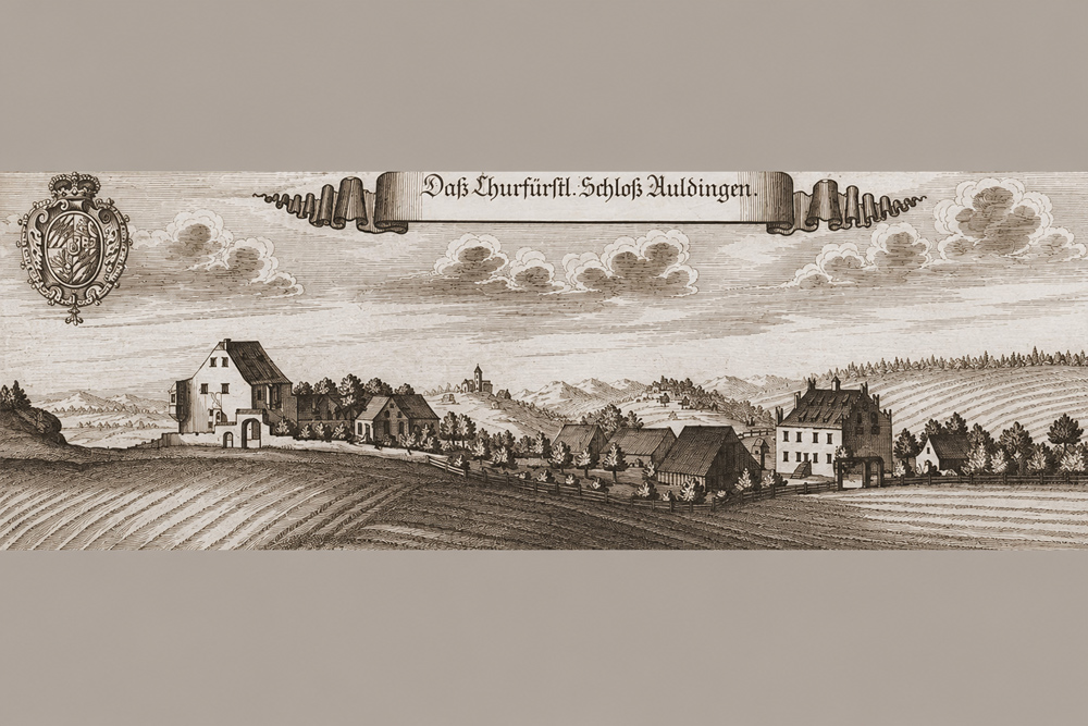 Schloss Udlding – Kupferstich von Michael Wening aus der „Historico topographica descriptio Bavariae“, 1701 Schloss Udlding im Landkreis Dachau