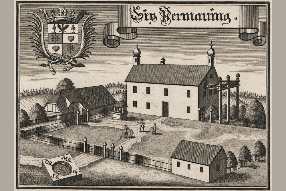 Edelsitz Permering (Schloss Permering) - "Siz Permaning" – Kupferstich von Michael Wening“, 1723 Edelsitz Permering (Schloss Permering) im Landkreis Erding