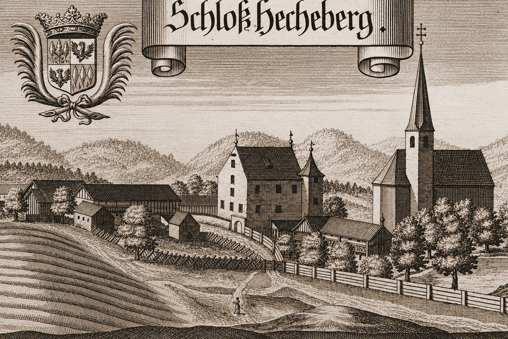 Schloss Hechenberg - „Schloß Hecheberg“ – Kupferstich von Michael Wening, 1701 Schloss Hechenberg im Landkreis Bad Tölz-Wolfratshausen
