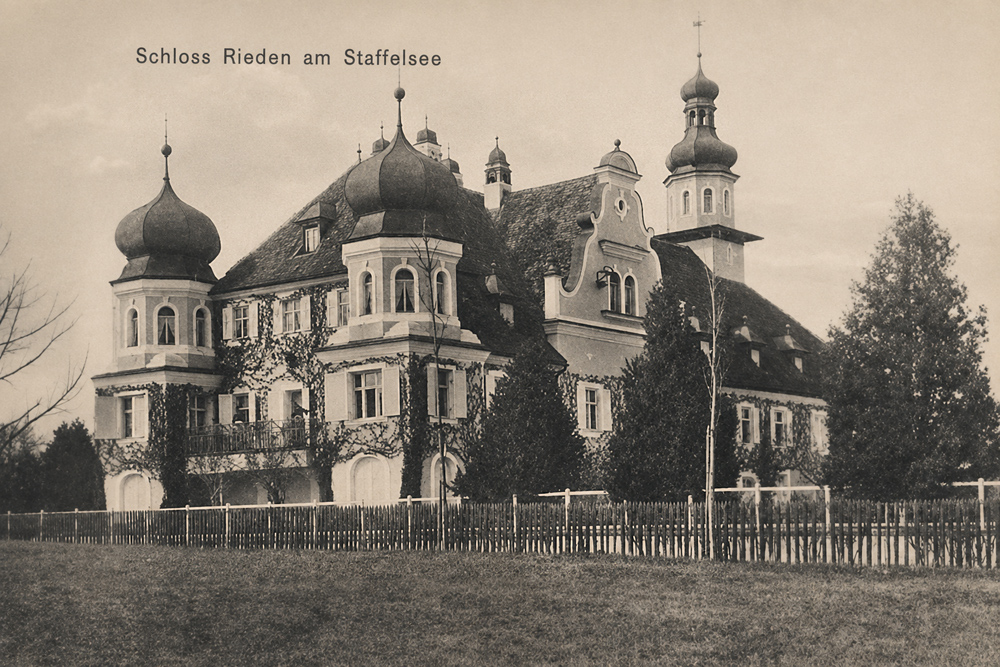 Schloss Rieden - „Schloss Rieden am Staffelsee“ – Historische Echtfotokarte, 1908 gelaufen Schloss Rieden im Landkreis Garmisch-Partenkirchen