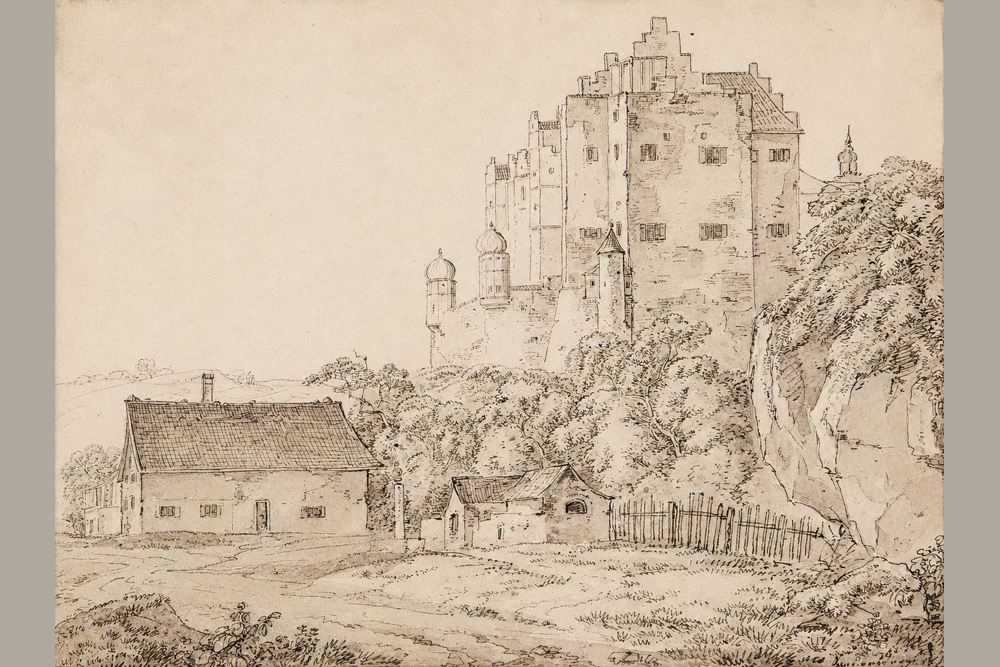 Schloss Sandersdorf - "Schloss Sandersdorf" - Zeichnung, um 1800 Schloss Sandersdorf im Landkreis Eichstätt