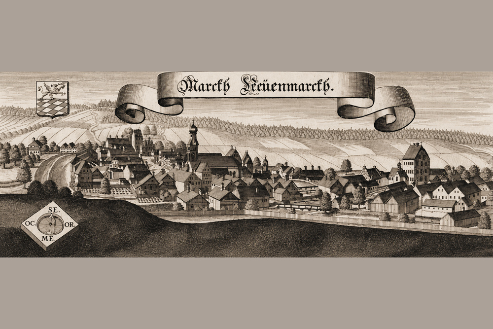 Stadtbefestigung Neumarkt-Sankt Veit - „Marckh Neüenmarckh“ – Kupferstich von Michael Wening, 1712 Stadtbefestigung Neumarkt-Sankt Veit im Landkreis Mühldorf am Inn