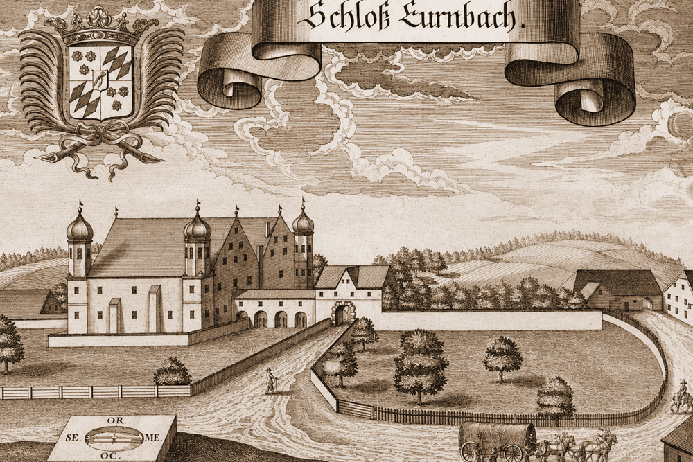 Schloss Euernbach - „Schloß Eurnbach“ – Kupferstich von Michael Wening, 1701 Schloss Euernbach im Landkreis Pfaffenhofen an der Ilm