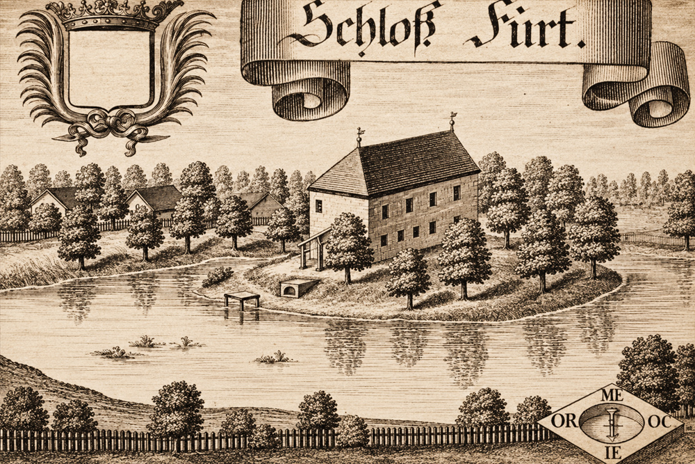 Schloss Furth (Polling) (Sitz Furth) - „Schloß Furt“ – Kupferstich von Michael Wening, 1721 Schloss Furth (Polling) (Sitz Furth) im Landkreis Mühldorf am Inn