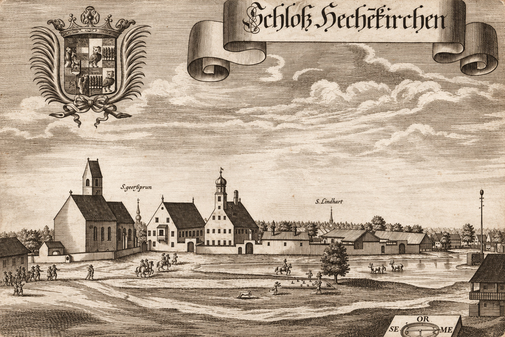 Schloss Höhenkirchen - „Schloß Hechekirchen“ – Kupferstich von Michael Wening, 1701 Schloss Höhenkirchen im Landkreis München