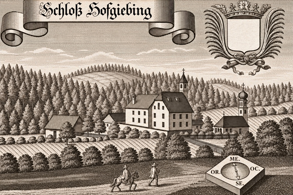 Schloss Hofgiebing - „Schloß Hofgiebing“ – Kupferstich von Michael Wening, um 1720 Schloss Hofgiebing im Landkreis Mühldorf am Inn