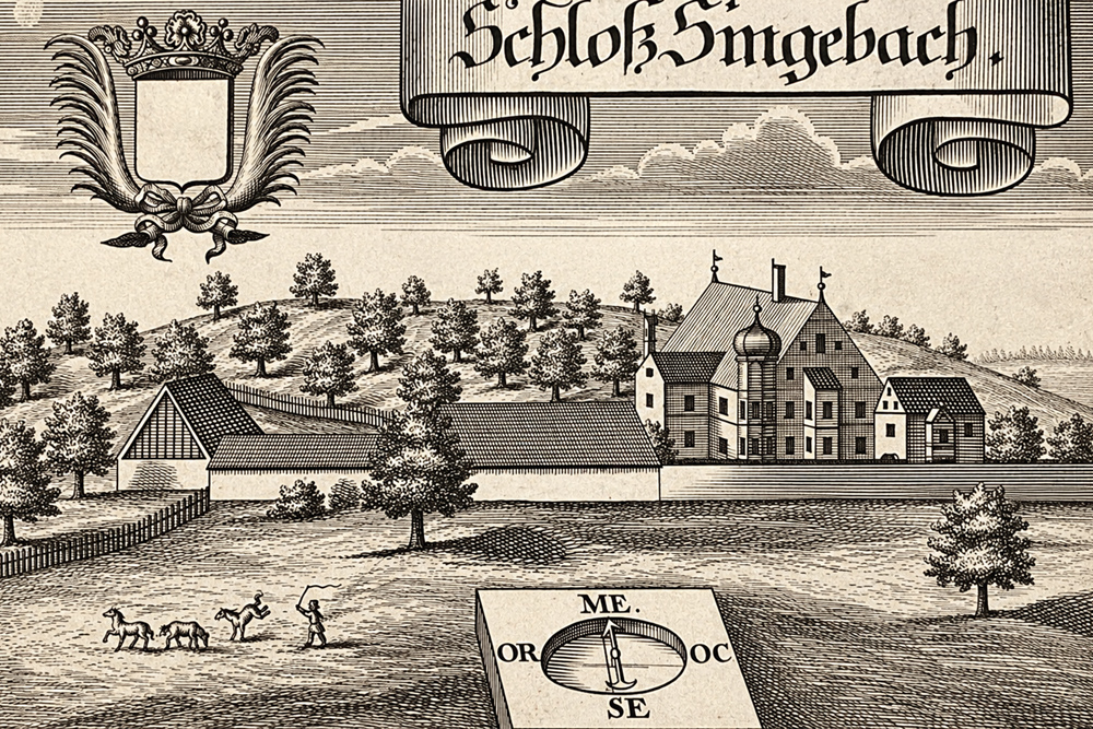 Schloss Singenbach - "Schloß Singebach" - Kupferstich von Michael Wening, 1701 Schloss Singenbach im Landkreis Pfaffenhofen an der Ilm