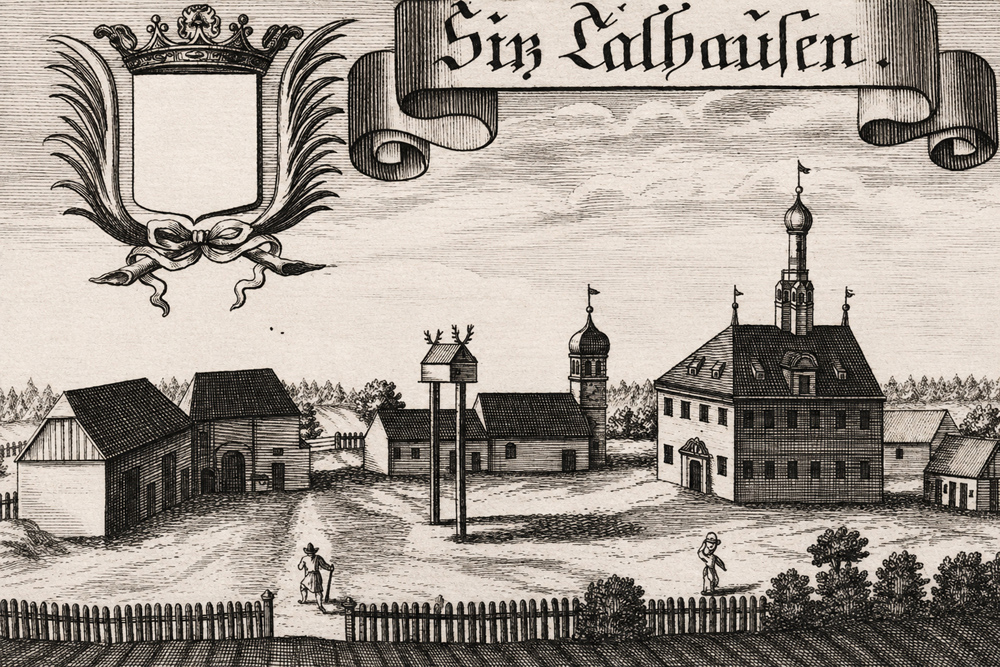Schloss Thalhausen - "Siz Talhausen" – Kupferstich von Michael Wening aus der „Historico topographica descriptio Bavariae“, 1701 Schloss Thalhausen im Landkreis Freising