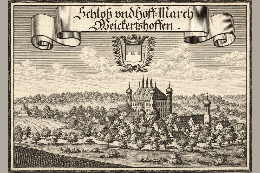 Schloss Unterweikertshofen - "Schloss Weikertshofen" – Kupferstich von Michael Wening aus der "Historico topographica descriptio Bavariae", 1701 Schloss Unterweikertshofen im Landkreis Dachau
