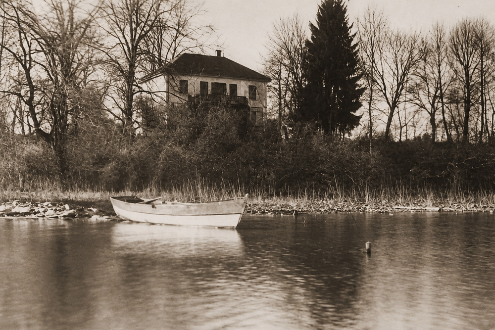 Wasserschloss Starzhausen - Historische Aufnahme, um 1950 Wasserschloss Starzhausen im Landkreis Pfaffenhofen an der Ilm