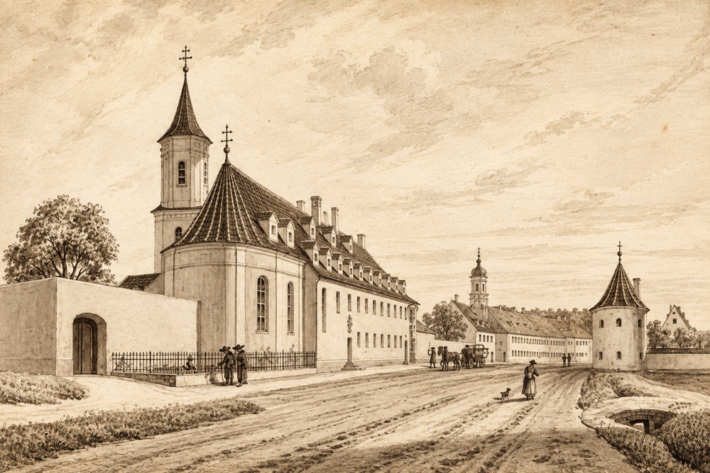 Hofkirche (Neuburg an der Donau) („Unserer Lieben Frau“) - Historische Echtfotokarte, 1929 gelaufen Hofkirche (Neuburg an der Donau) („Unserer Lieben Frau“) im Landkreis Neuburg-Schrobenhausen